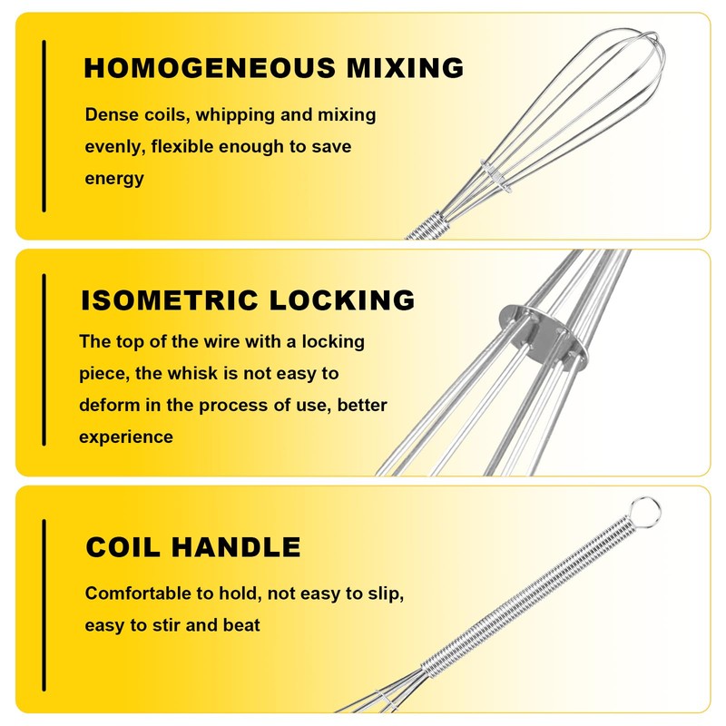 5 Pack Stainless Steel Mini Whisks Set with Egg Separator
