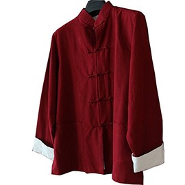 ZooBoo Mens Artes Marciales Traje de Kung Fu Chamarra Tang, Rojo