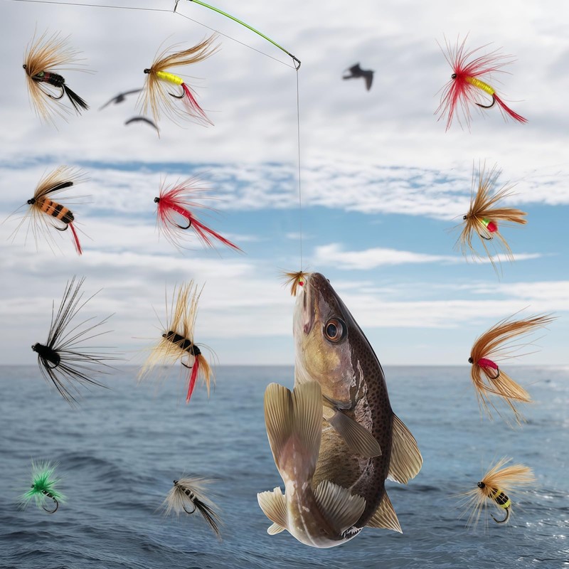 MEISH 12 Pcs Mixed Wet Trout Flies Fly Fishing Lures