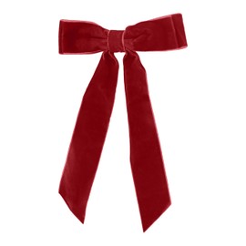 6 inch Hair Bow Velvet Hair Clip with Tails (Red)