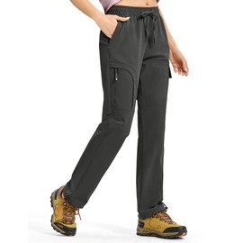 YSENTO Womens Cargo Pants Lightweight Water Resistant Quick Dry Camping Travel Hiking Pants with Pockets Dark Grey L