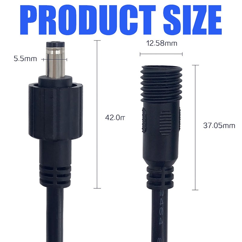 tunghey 6Pack Waterproof DC Power Pigtail Connectors Male Female Pair