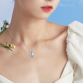 YAFEINI Wolf / Cat / Dog / Lion Pendant Necklace for Women 925 Sterling Silver Animal Chain Jewellery Gift for Girls Women, Sterling Silver, Cubic Zirconia