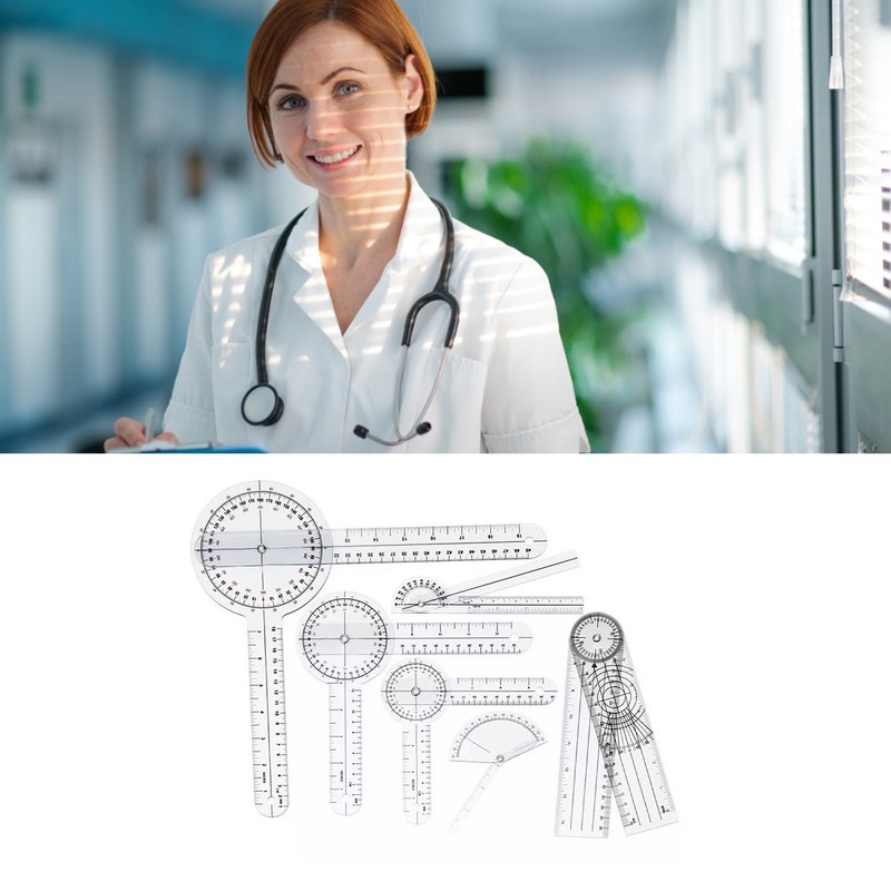 6PCS Medical Goniometer Set PVC Transparent Clear Scale Wear Resistant
