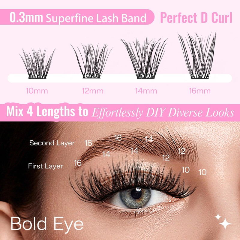 CALAILIS CALAILIS Cluster Lashes, 144Pcs D Curl Lash Clusters DIY