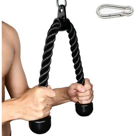 Tricep Rope 27 & 36 inches 2 Colors  Attachment  Machine Pulldown Heavy Duty Coated Nylon Rope with Solid Rubber Ends - Color: 36 Ergonomic Tricep Rope