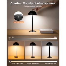 Moddeny 2 Pack Cordless Table Lamps Rechargeable, 4000mAh Wireless Table Lamps, 3 Colors Stepless Dimming Battery Powered Lamps for Tables Bedroom/Cafe/Dining Room/Terrace/Camping/Outdoor
