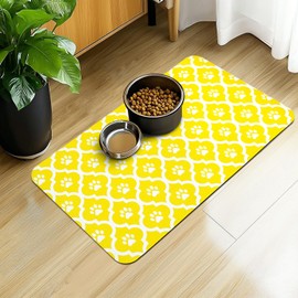 Dog Food Mat 12X20 Inch Pet Feeding Absorbent Mats for Floor Cat Water Bowl Placemats Non-Slip Washable Dog Mat for Food and Water