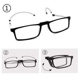 GOOSEN 2-Pack Reading Glasses for Women Men, Keychain Bags Compact Folding Readers, Clear Lens Blue light Glasses Spring Hinge, Black Red 1.0 x