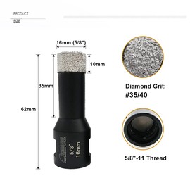 SHDIATOOL Diamond Drill Bits 5/8 Inch for Porcelain Ceramic Tile Marble Brick Core Cutter Hole Saw with 5/8"-11 Arbor(16mm) 2pieces