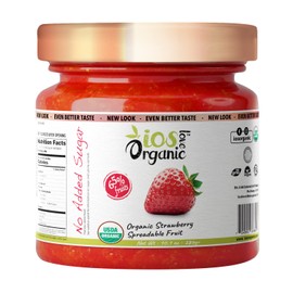 IOS Love Organic Spreadable Fruit - USDA Organic Certified 65% Fruits - Non-GMO, Vegan, Gluten Free, Kosher, NO Added Sugar, Net. Wt. 10.1Oz (Strawberry, 10.1 Oz (Pack of 1))