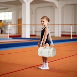Small Sports Bag Kids Girls Gymnastics Bag Ballet Latin Dance Bag Travel Bag with Waterproof Bag for Gymnastics Dancing Swimming Travel, Glitter stripes beige, Children's luggage