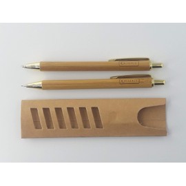 CHLOENCE Environmentally friendly bamboo pen + mechanical pencil in case made from recycled cardboard