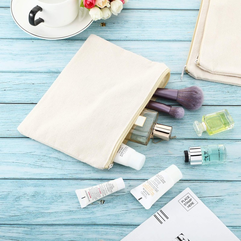10 Pieces Cosmetic Bag Multipurpose Makeup Bag with Zipper Canvas
