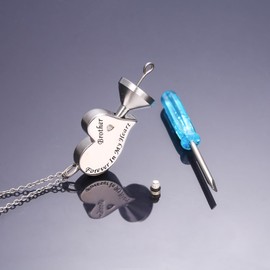 Ladytree Cremation Urn Necklace for Ashes 925 Sterling Silver Brother Forever in My Heart Keepsake Memorial Pendant Waterproof Urn Jewelry for Women Mother Sister Daughter