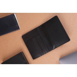 Leather Travel Wallet and Passport Holder - Handstitched Full Grain Leather Passport Wallet & Travel Accessories, Modern Bi-fold Luggage & Travel Essentials Organiser (Classic Black)