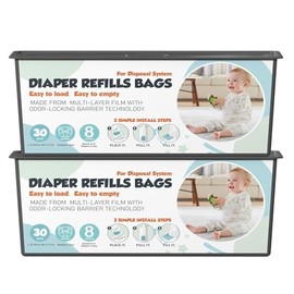 Diaper Pail Refills with 30 Bags Compatible with Genie Easy Roll Signature Diaper Pail and Platinum Diaper Pail, Hold Up to 1400 Newborn-Sized Diapers Per Refill (4)