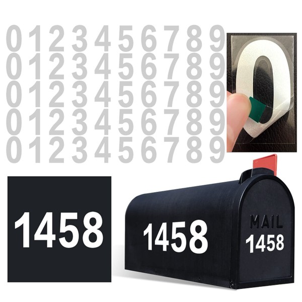 Mailbox Numbers for Outside, 50 Pcs Reflective Number Stickers with
