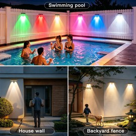 Ccinny Solar Fence Lights Outdoor 12 Pack, 11 Colors & 13 Lighting Modes, IP65 Waterproof Dusk to Dawn LED Fence Lights Solar Powered for Outside Backyard Pool Wall Step Patio Deck Railing