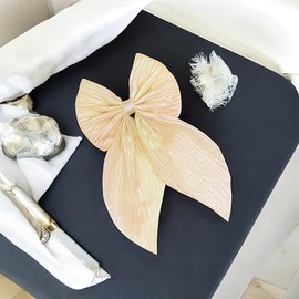 Accessorize Kingdom Silk Hair Bows, Large Vintage Ribbon Clips for Women and Girls, 1 Pcs (Gold) 1 Pcs