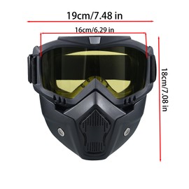 CROSSBODY Motorcycle Helmet Riding Goggles Glasses With Removable Face Mask,Detachable Fog-proof Warm Goggles Mouth Filter Adjustable Non-slip Strap Vintage Bullet Fight Motocross Eyewear