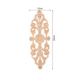 MUXSAM Retro Wood Appliques Decorative Carved Onlays, 4Pcs Unpainted Wooden Long Appliques Classic Carving Decals Home Decor for Door Wall Bed Cabinet Fireplace Mantel Dresser, 32x12cm/12.60"x4.72"