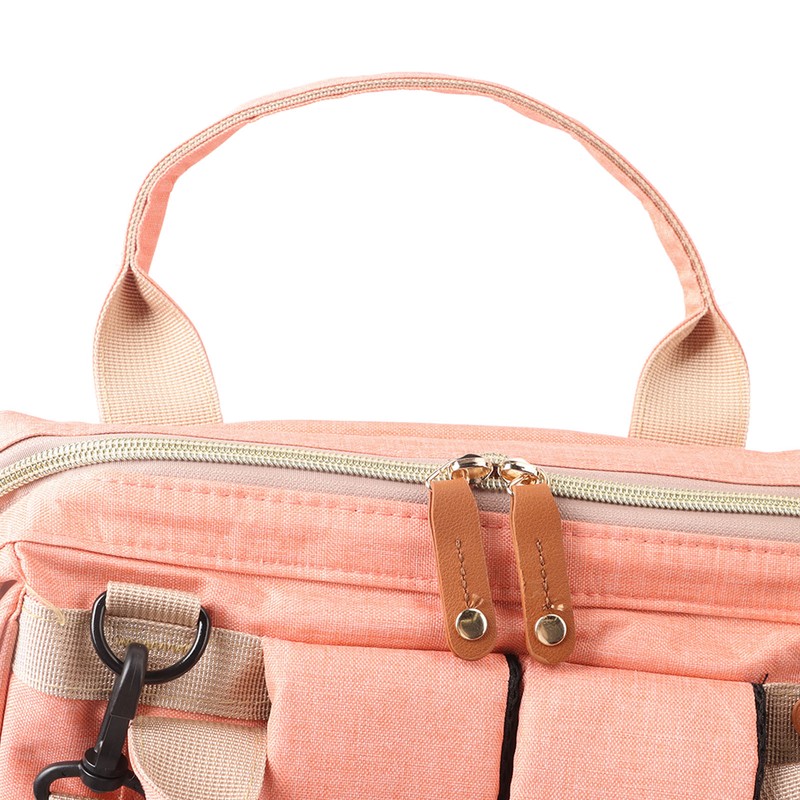 Pink Diaper Bag Backpack Multi Compartment Waterproof Large Capacity Travel