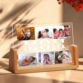 Tina&Co Personalized Mother's Day Gifts Picture Frame, Customized Acrylic Plaque with Photos, Custom Picture Frame with Night Light, Photo Gifts for Mom from Daughter Son. (Mothers Day Picture)