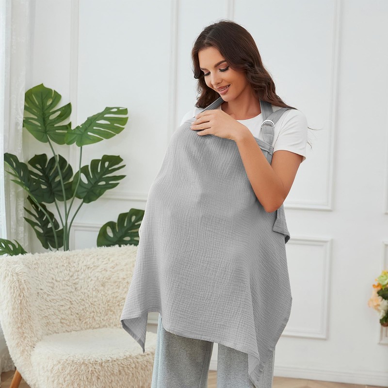 Nursing Cover for Baby Breastfeeding with Rigid Hoop, Breathable Soft