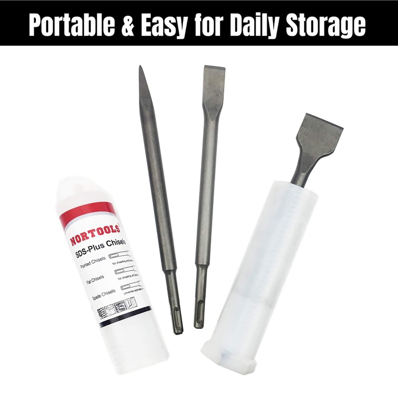 NORTOOLS 3 PCS 40Cr SDS-Plus Chisels Set Point (250mm)/ Flat