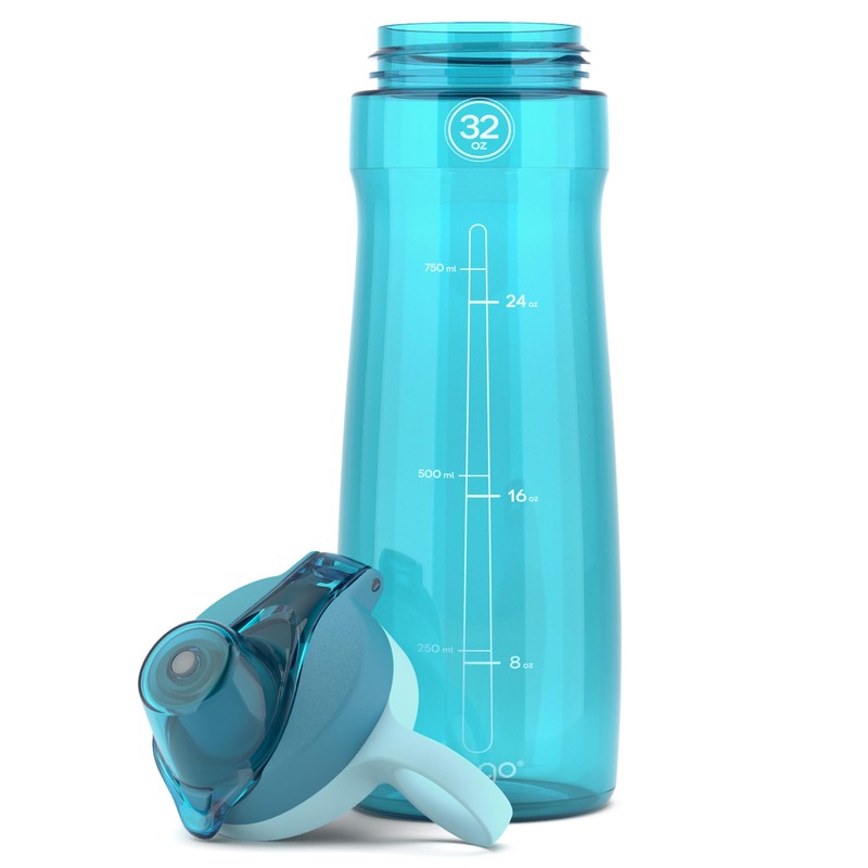 Pogo BPA-Free Plastic Water Bottle with Chug Lid, Blue Atoll,