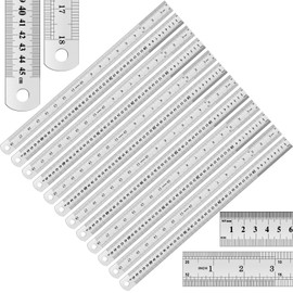 EBOOT 12 Pack 18 Inch Stainless Steel Rulers, Metal Rulers Imperial & Metric Graduations for Precision Measuring Meter Yard Stick for Construction Drafting Woodworking