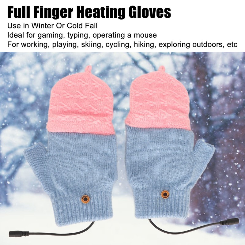 USB Heating Gloves Full Finger Half Fingerless Double Sided Heating
