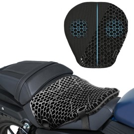 Heran Motorcycle Gel Seat Cushion, 3D Honeycomb Structure & High Elasticity Gel Material Breathable Shock-Absorbing Seat Cover for Comfortable Long-Distance Riding