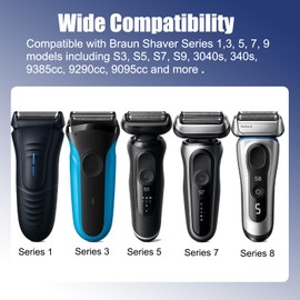 Replacement Charger Compatible with Braun Shaver Series 9 8 7 6 5 3 1, 12V 400mA Power Cord for Braun Electric Razor S3 S5 S7 S9 3040s 340s 370 9385cc 9290cc 9095cc, 5ft Cable+ Cleaning Brush