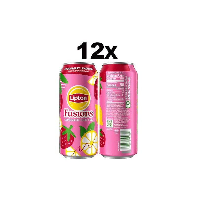 Lipton Fusions, Strawberry Lemonade & Iced Tea, 16 Fl Oz