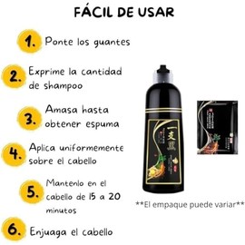 Shampoo Tinte Negro Cubre Canas 3 en 1 para Hombre y Mujer - Hair Dye Shampoo Black para Teñir Cabello en Casa Sin Amoniaco, Color Negro Natural Durad