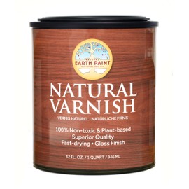 Natural Earth Paint Varnish | Natural | Non-Toxic | Wood Finish | Clear Coat | 32oz | Dries Clear