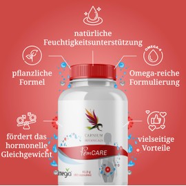 FemCARE - Natürliche Unterstützung für Feuchtigkeit im Intimbereich & Hormonelles Gleichgewicht - 90 Kapseln für 30 Tage