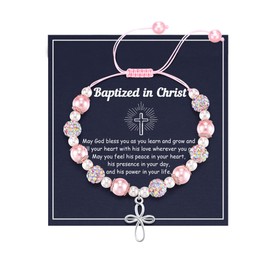 FYUKISS Baptism Gifts for Girl, Easter Christian Religious Gifts Cross Bracelet for Girls