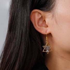 Star of David Earrings Hanukkah Earrings Menorah Earrings for Women Jewish Hanukkah Jewelry for Women
