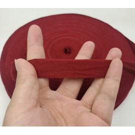 50 Yards Herringbone Weaving tape, Natural Webbing Bias Binding ribbon for Sewing in Cotton Twill (Wine, 1in)