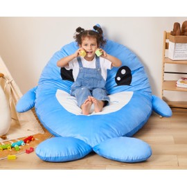 Hobestluk Bean Bag Chairs Bean Bag Floor Cushion, Bean Bag Chair for Kids Adults Beanbag Lounger for Living Room Bedroom or Playroom (Blue, Medium, Dolphin)