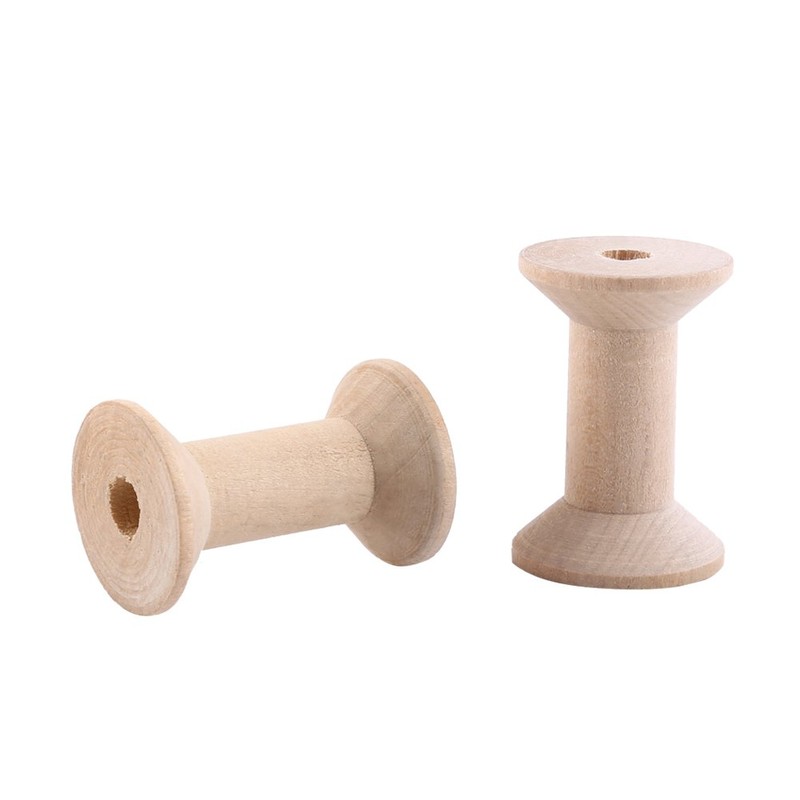 10 Pcs Unfinished Wooden Spools, Empty Thread Spools for Thread