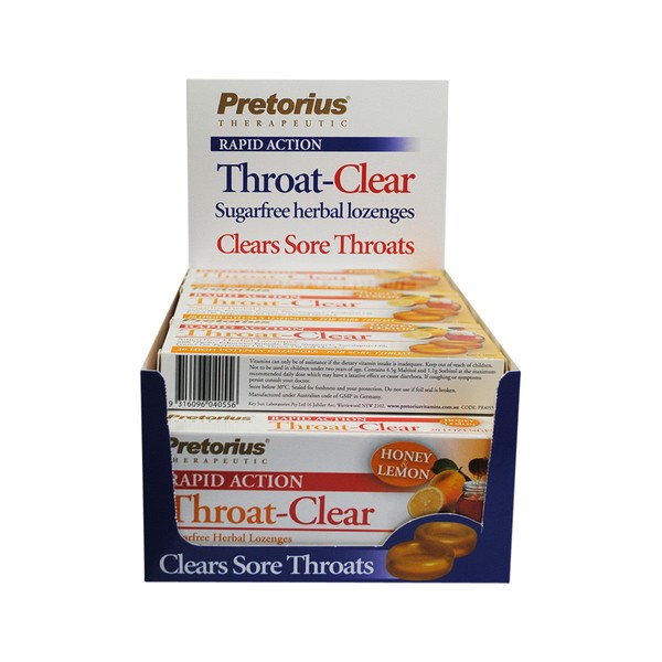 Pretorius Honey & Lemon Throat-Clear Lozenges 20 Pack x 12