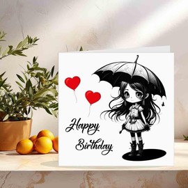 Niedliche Geburtstagskarte für Mädchen, Gothic-Mädchen, alternative Karte für Sie, Teenager, Mädchen, 145 x 145 mm