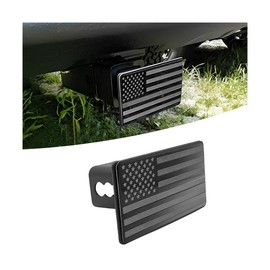 AICEL American Flag Metal Trailer Hitch Cover, USA Patriotic Flag Dust Plug, Stainless Steel Flag Emblem Guard for 2 Inch Tow Rear Receivers Square Mouth Protection Cover for Pickup Truck SUV