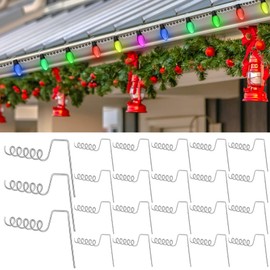 MorningRo 50 Pcs Christmas Light Clips for Gutter with Guards Aluminum Gutter Hooks for String Lights Xmas Outdoor Light Hangers for Mesh Gutters, Heavy Duty