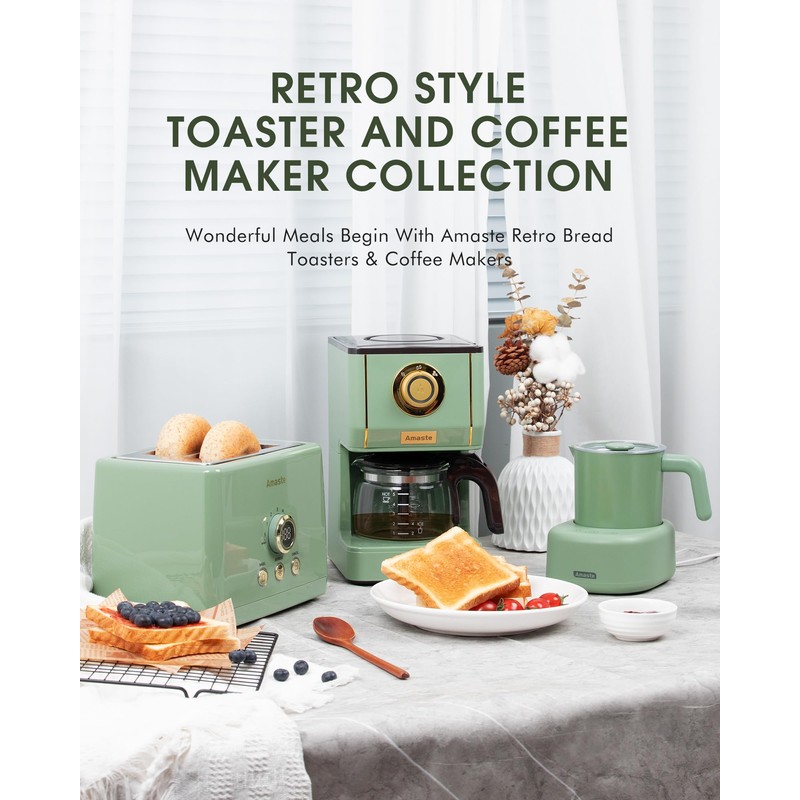 2 Slice Toaster, Retro Bread Toaster with LED Display, Extra
