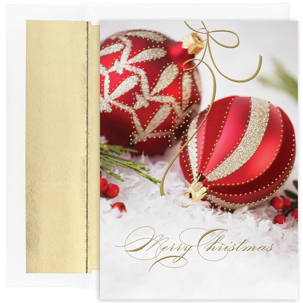 Masterpiece Studios Holiday Collection 18-Count Boxed Christmas Cards with Foil-Lined